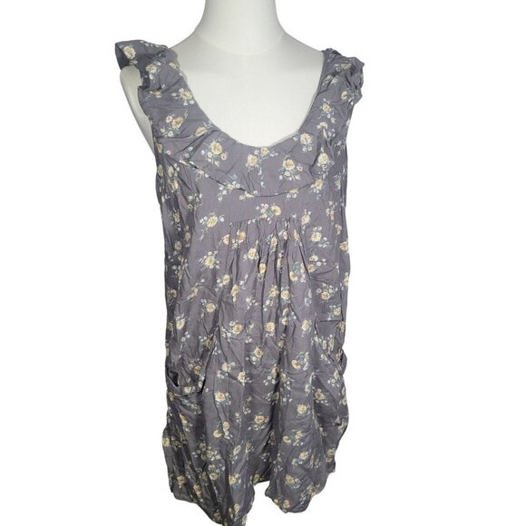 Pins & Needles Dresses & Skirts - Pins And Needles Gray Floral Ruffled Sleeveless Mini Dress With Pockets Size M